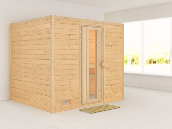 Massieve sauna Sonara houten deur met geïsoleerd glas