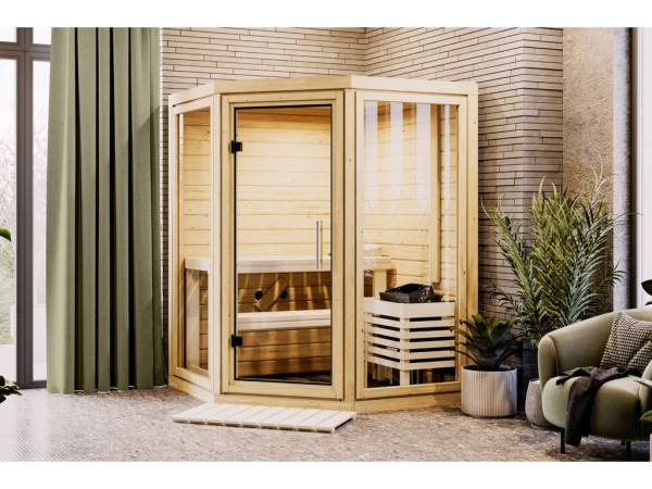 Sauna Yuma natuurlijke afwerking met glazen deur