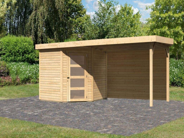 Tuinhuisje SET Schwandorf 5 19 mm naturel, incl. 2,8 m lessenaarsdak + achterwand