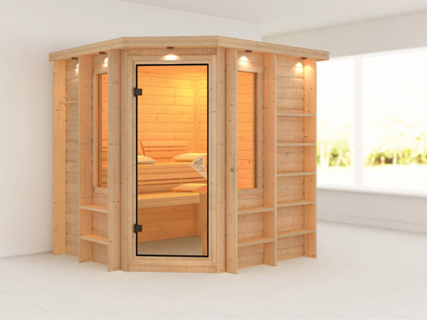 Massieve sauna Cortona met dakkraag