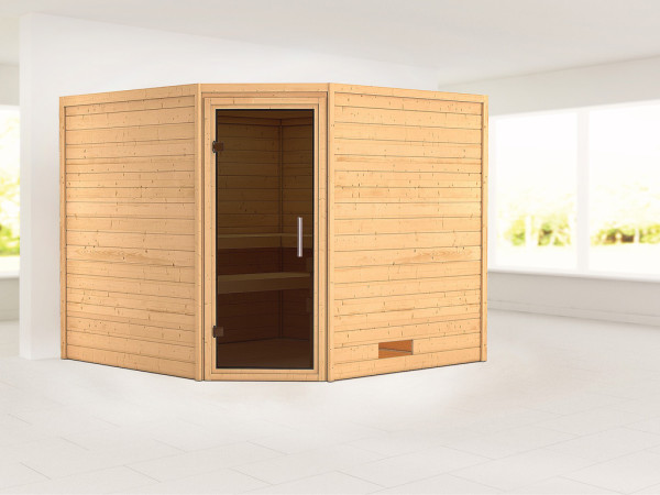 Massieve sauna Leona grafiet glazen deur