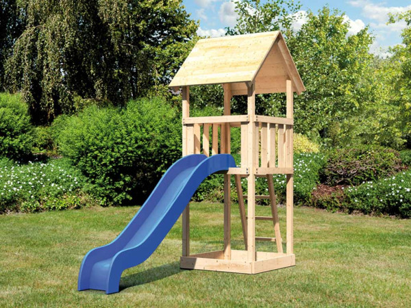 Speeltoren Lotti naturel incl. glijbaan blauw