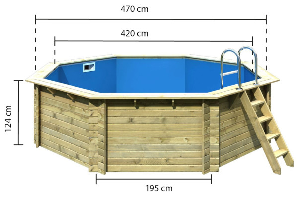 Afbeelding toont houten zwembad incl. skimmer (optioneel verkrijgbaar L7900445)