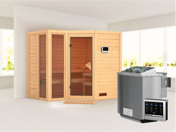 Massieve sauna Amara incl. 9 kW Bio-Combi-kachel ext. besturing