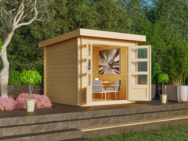 Tuinhuis Bastrup 2 28 mm blokhut natuurlijke afwerking