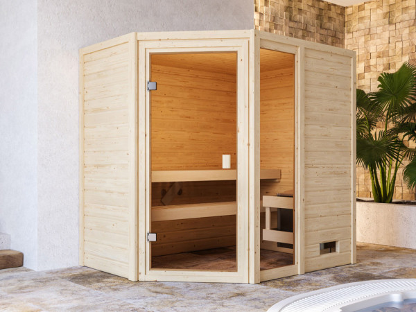 Sauna Jada met gebronsde glazen deur + 9 kW saunakachel int. besturing