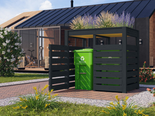 Afvalcontainerberging 18 mm antraciet
