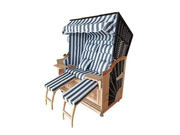 Strandstoel zwart / grijs-wit