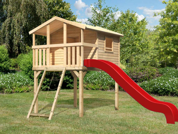 Stelpenset Benjamin naturel incl. glijbaan rood en netglijbaan