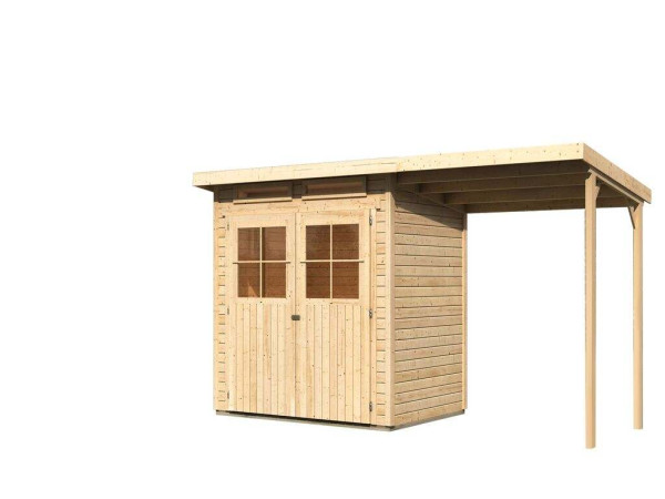 Berging SET Glücksburg 2 ECO 19 mm natuurlijke afwerking, incl. 1,9 m lessenaarsdak