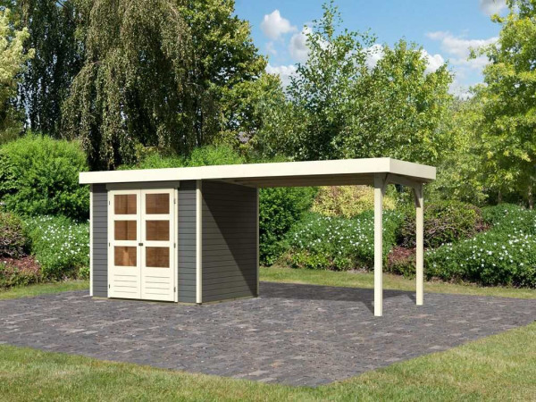 Tuinhuis Askola 3 19 mm terragrijs incl. 2,8 m aanbouwdak