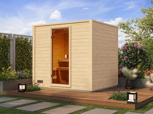 Tuinsauna Lenchen 3 naturel SPARSET met 9 kW-oven en externe bediening