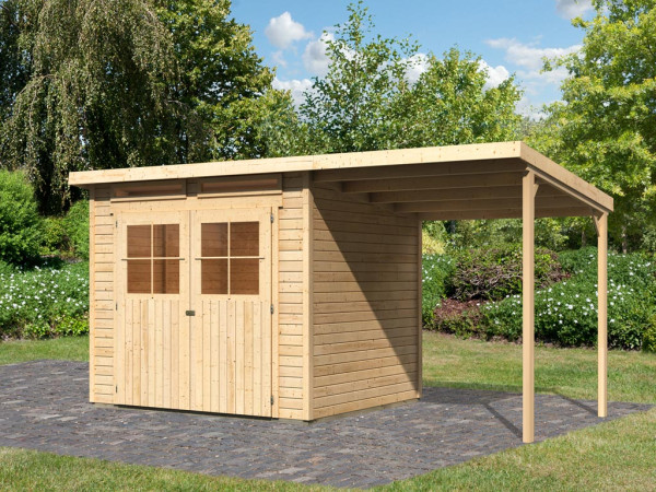 Tuinhuis Glücksberg 4 19 mm onbehandeld incl. 1,9 m aanbouwdak