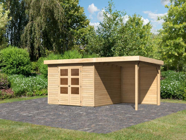 Tuinhuisje SET Askola 6 19 mm naturel, incl. 2,4 m opbouwdak + achterwand