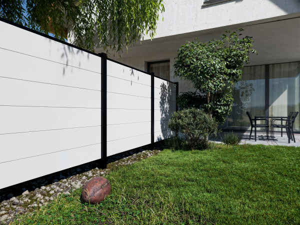 Tuinafscheiding, zichtscherm, PVC-steeksysteem, wit