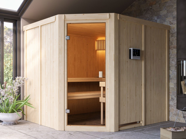 Element sauna 68 mm Celine 5 SPARSET incl. 9 kW saunakachel en extra bedieningsunit