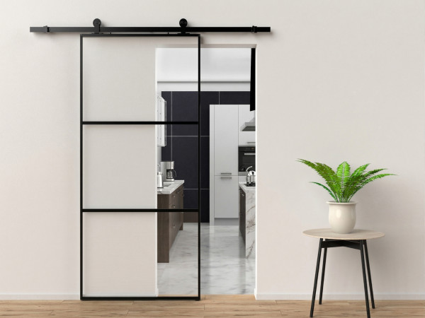 Glazen schuifdeur met Soft-Stop-functie, helder glas 76 x 205 cm