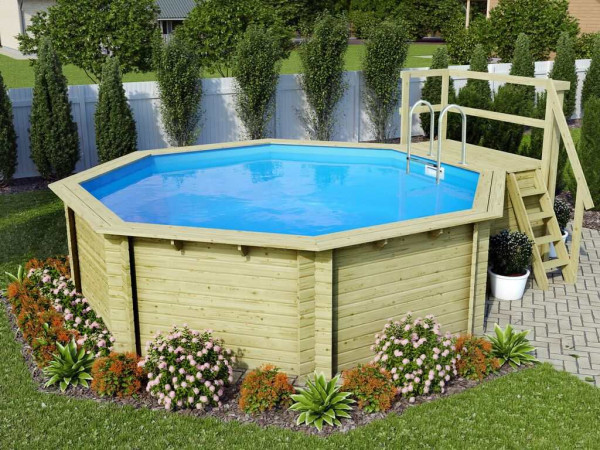 Voordeelset houten opzetzwembad Model 2 38 mm met terras en accessoires