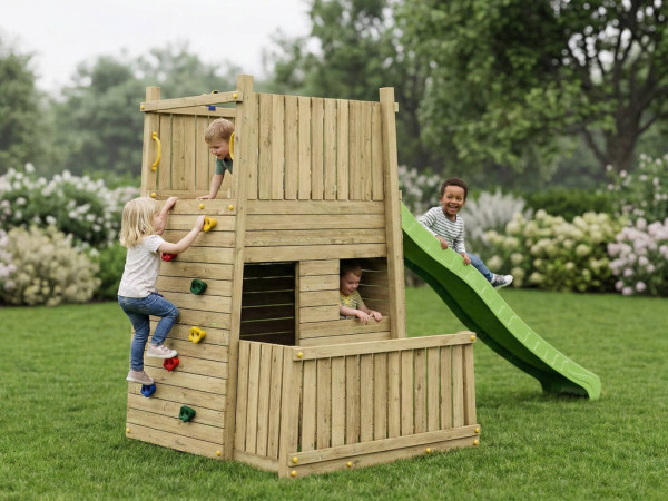 Wichtelburg KDI Speeltoren incl. glijbaan, groen