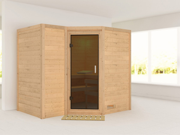 Massieve sauna Sahib 2 grafiet glazen deur