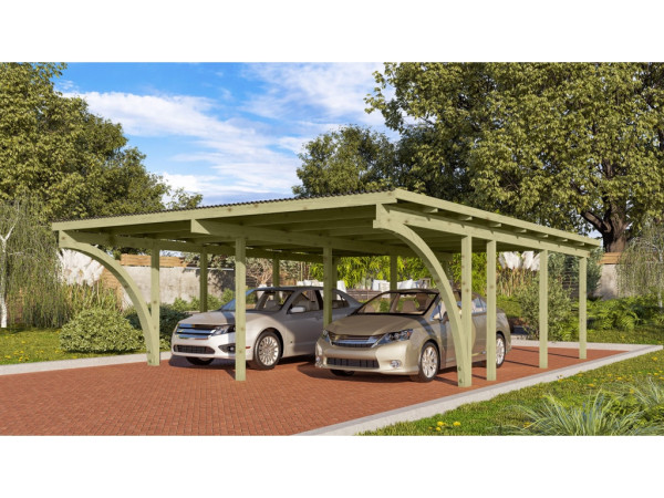 Carport dubbele carport 2 ECO incl. 2 toegangsbogen