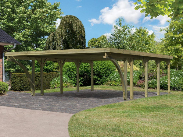 Carport Double 3 CLASSIC incl. 2 toegangsbogen, incl. 0,5 mm stalen dakplaat