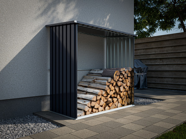 Metalen houtopslag Basic antraciet