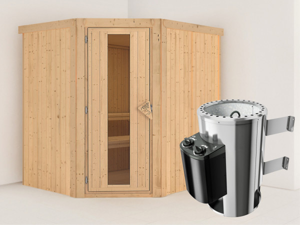 Systeemsauna Lilja energiebesparende deur + Plug & Play saunakachel met besturing