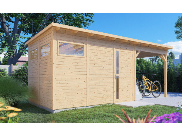 Tuinhuis Punta 3 met aanbouw 19 mm onbehandeld