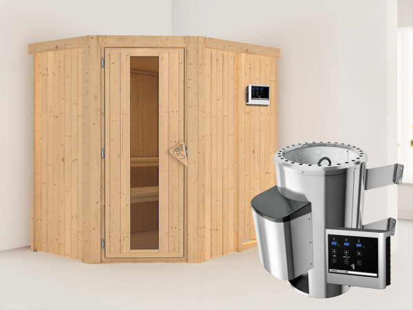 Systeemsauna Saja energiebesparende deur + Plug & Play saunakachel met ext. besturing