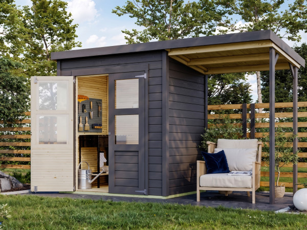 Tuinberging "Merseburg 2" 14 mm terragrijs incl. 140 cm aanbouw