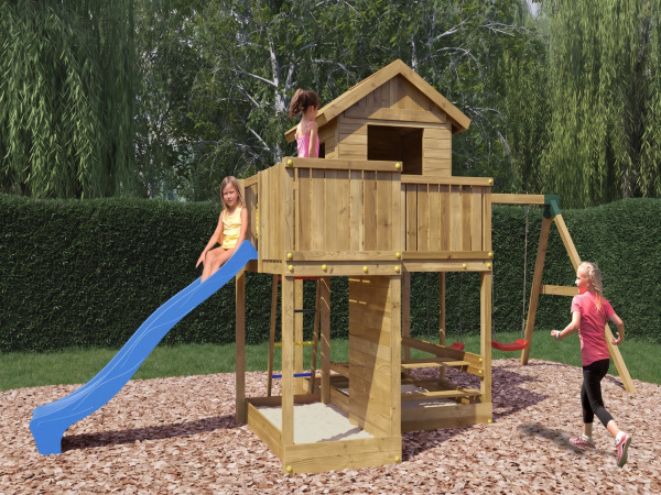 Steltenhuis Pluto druk geïmpregneerd incl. glijbaan blauw