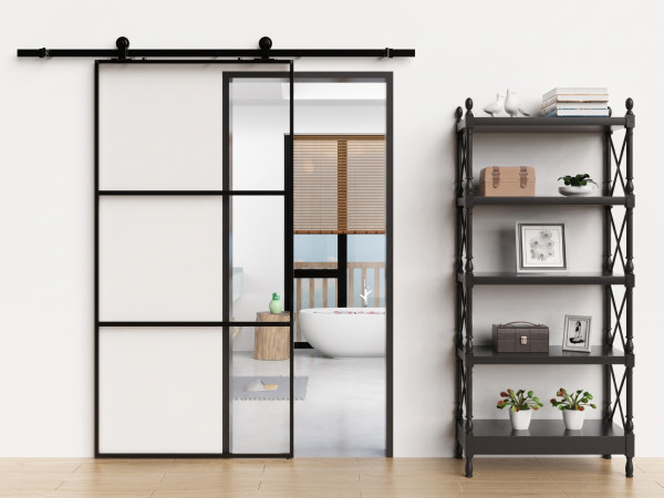 Glazen schuifdeur met Soft-Stop-functie, helder glas 102 x 205 cm
