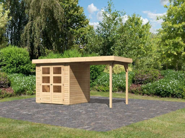 Tuinhuisje SET Askola 2 19 mm natuurlijke afwerking, incl. 2,4 m lessenaarsdak