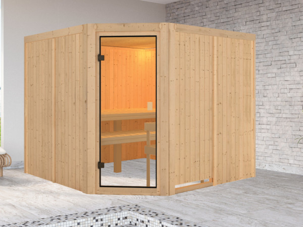 Elementensauna 68 mm Celine 4 SPARSET incl. 9 kW saunakachel en int. bedieningseenheid