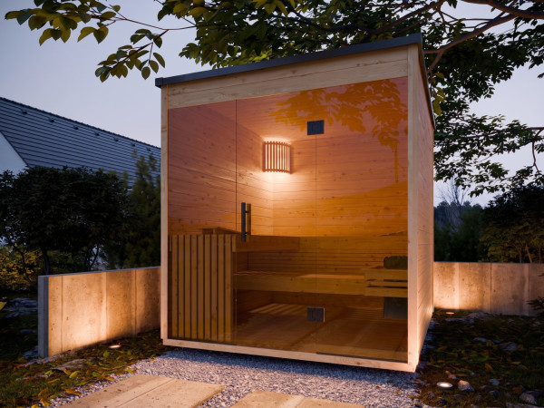 Tuinsauna Lilly naturel SPARSET 9 kW kachel en interne bediening.