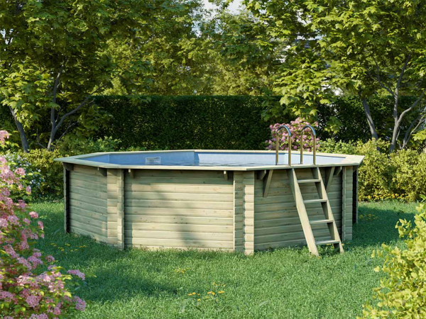 Voordeelset houten opzetzwembad Model 2 38 mm met terras en accessoires