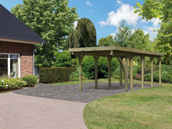 Carport enkel 3 CLASSIC incl. ingangsboog, incl. 0,5 mm stalen dakplaat