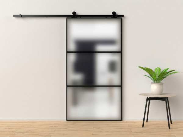 Glazen schuifdeur met Soft-Stop-functie, satijn, 90 x 205 cm