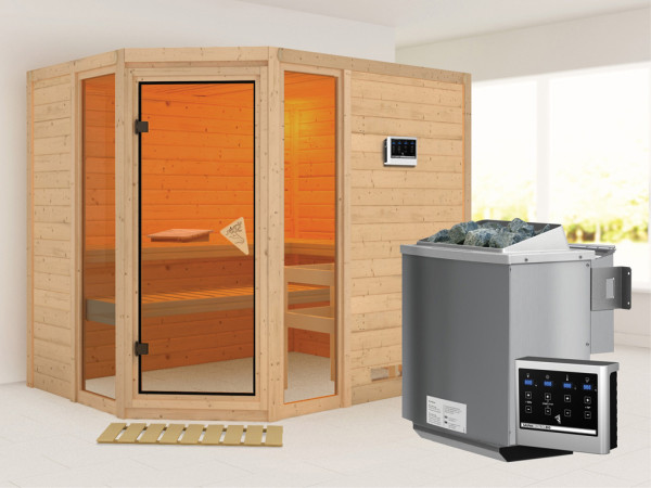 Massieve sauna Sinai 3 incl. 9 kW Bio-Combi-kachel ext. besturing
