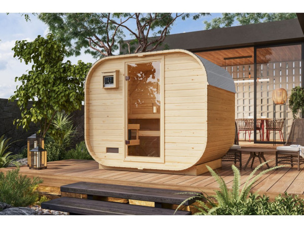 Vatsauna Quadro 1 Plus 38 mm naturel met gebronsde volledig glazen deur