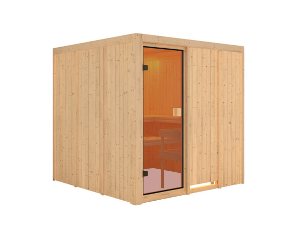 Karibu element sauna 68mm Celine 4 SPARSET incl. 9 kW saunakachel M90 en geïntegreerde bedieningsuni