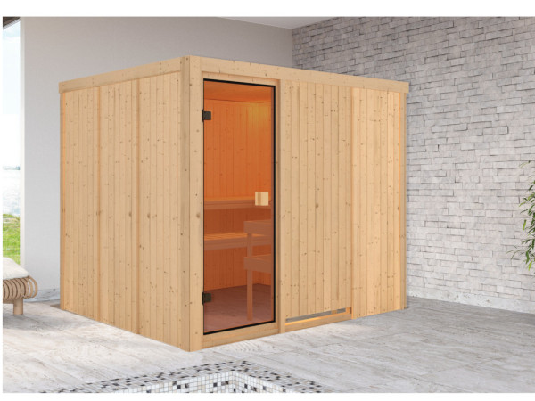 Karibu element sauna 68mm Celine 6 SPARSET incl. 9 kW saunakachel M90 en int. bedieningseenheid