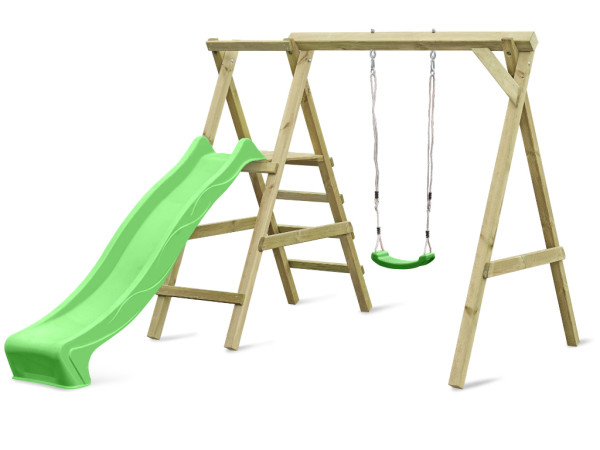 Enkele schommel met platform Cosy Single KDI incl. glijbaan + schommelzitje groen