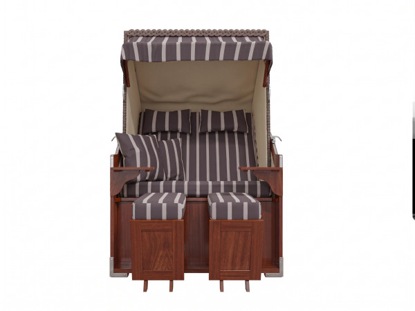 Strandstoel Jutland, Design Stripes - Grijs, incl. Beschermhoes