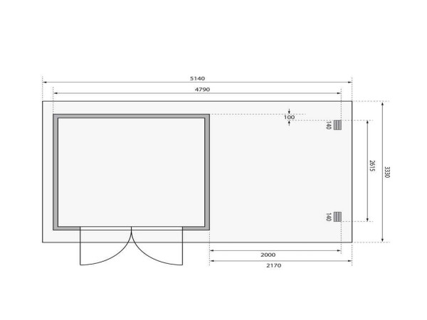 berging blokhut SET Bastrup 5 28 mm natuurlijke afwerking, incl. 2 m verlenging dak + achterwand