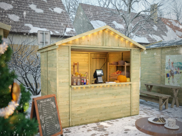 Marktkraam - verkoopkraam Tallinn 4,66 m² 16 mm KDI groen incl. vloer