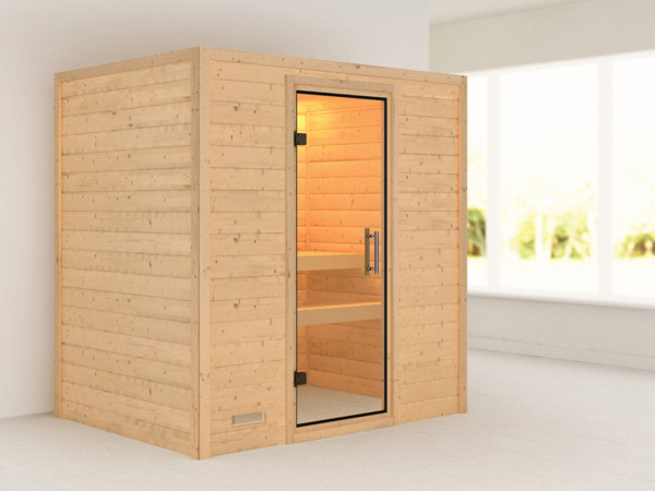 Massieve sauna Sonja transparent glazen deur