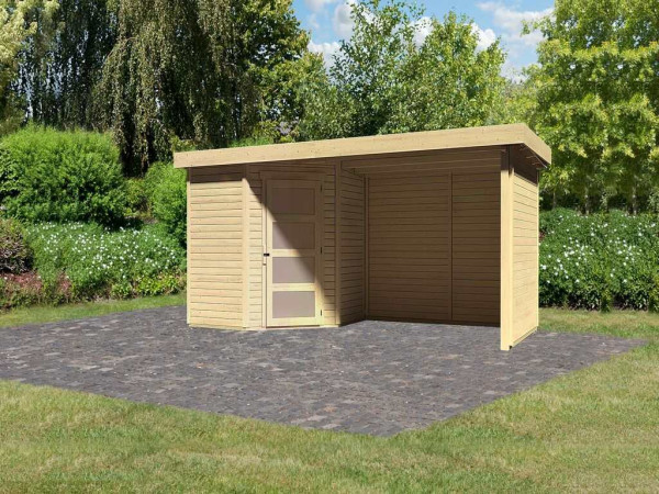 Tuinhuisje SET Schwandorf 3 19 mm naturel, incl. 2,8 m lessenaarsdak + zij- en achterwand