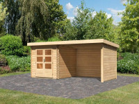 Voorbeeld: Blokhut tuinhuis SET Bastrup 4 28mm natuurlijke afwerking, incl. 3 m lessenaarsdak + zij--achterwand Voorbeeld: Blokhut tuinhuis SET Bastrup 4 28mm natuurlijke afwerking, incl. 3 m lessenaarsdak + zij--achterwand